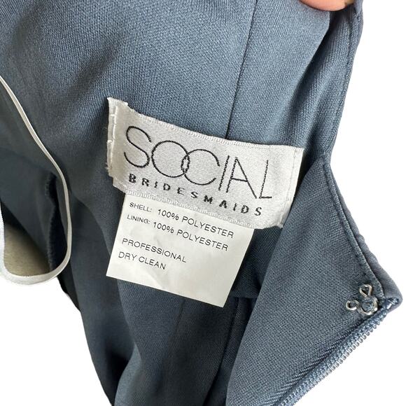 SOCIAL BRIDESMAIDS V-Neck Back Tie Chiffon Trumpet Gown Silverstone 8194 6R NWT - Picture 6 of 9